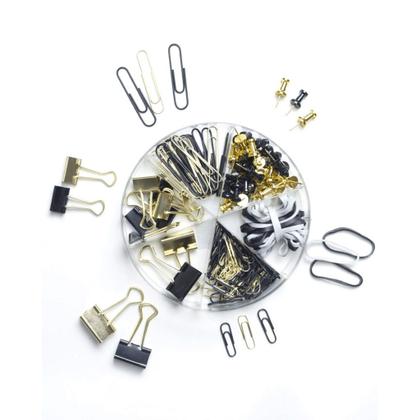 Imagem de Kit Papelaria Binder, Clips, Elástico, Percevejo Bee Unique