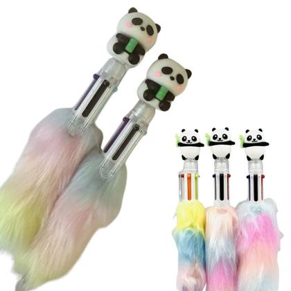 Imagem de Kit Papelaria Panda com Estojo, Caneta Pompom, Apontador e MarcaTextos