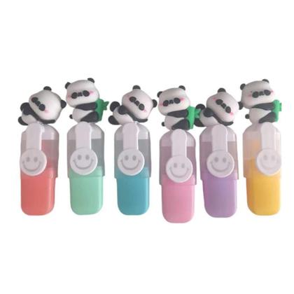 Imagem de Kit Papelaria Panda com Estojo, Caneta Pompom, Apontador e MarcaTextos