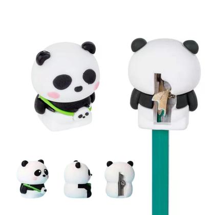 Imagem de Kit Papelaria Panda com Estojo, Caneta Pompom, Apontador e MarcaTextos
