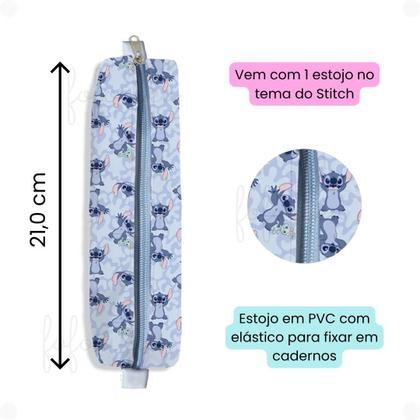 Imagem de Kit Papelaria Stitch Caderno Médio e Estojo com Elástico DAC