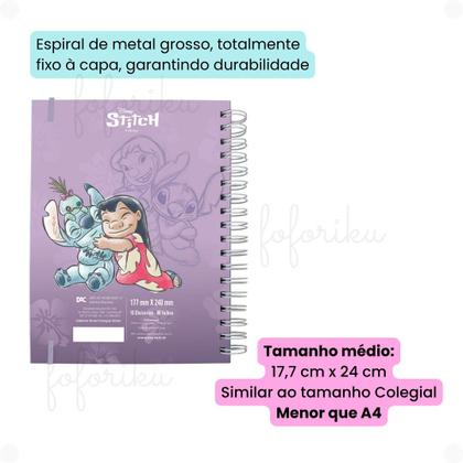 Imagem de Kit Papelaria Stitch Caderno Médio e Estojo com Elástico DAC