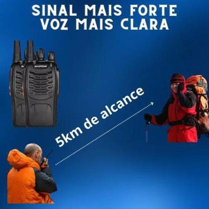 Imagem de Kit Par 2 Radio Baofeng 777s Walk Talk Comunicador 16 Canais Preto Sem Fio