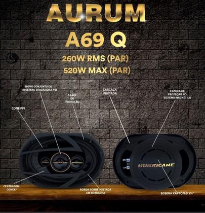 Imagem de Kit Par Alto Auto Falante 6x9 Aurum Hurricane Preto 520w Rms