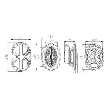 Kit Par Alto Falante 6x9 Bravox B4X69D Diamond 300W RMS 600W