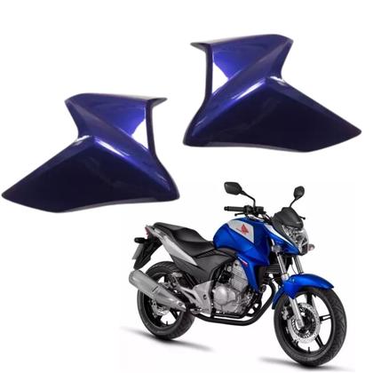 Imagem de Kit Par Carenagem Aba Aleta Guia Ar Tanque Azul Brilho Honda Cb300r 2014 Edição Especial