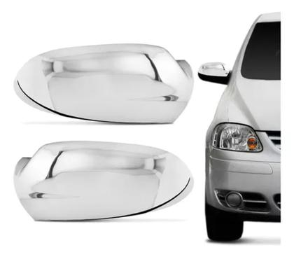 Imagem de Kit Par De Aplique Cromado Retrovisores + Tampa De Combustível