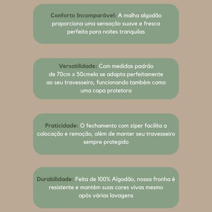 Imagem de Kit Par De Fronha Malha 100 Algodão Antialérgica Com Zíper Cores Lisas e Estampadas