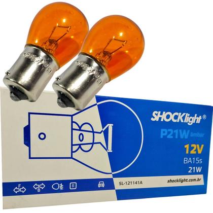 Imagem de Kit par de lâmpadas 1 polo para seta pisca halogena ambar laranja 1141 12v 21w ba15s