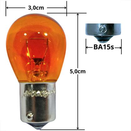 Imagem de Kit par de lâmpadas 1 polo para seta pisca halogena ambar laranja 1141 12v 21w ba15s
