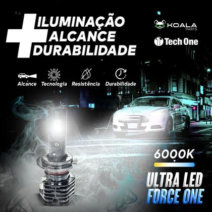 Imagem de Kit Par Lâmpada Ultra Led Force One 6000k 4100lm H7 Tech One