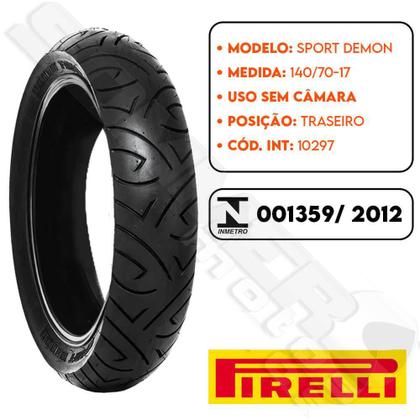 Imagem de Kit Par Pneu 100 80 17 + 140 70 17 Pirelli Sport Demon