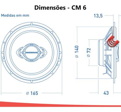 Imagem de Kit Par Quadriaxial 6 polegadas 130w Hurricane Class CM6 Falante Medio Boca Porta
