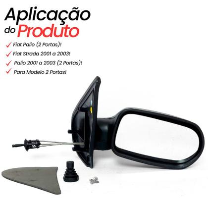 Imagem de Kit Par Retrovisor Externo Fiat Palio Strada Fire 2001 2002 2003 Direito e Esquerdo Com Controle para 2 Portas