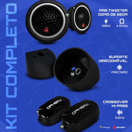 Kit Par Tweeter Alto Falante Suporte + Crossover Tw1 Ophera - Alto