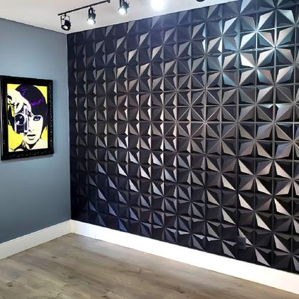 Imagem de Kit Para (1m²) Placa 3D PVC 50x50 Painel Ripado Revestimento de Parede 4 UN