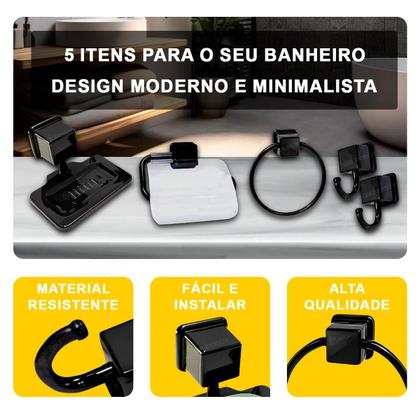 Imagem de Kit Para Banheiro Acessório Suporte Para Toalhas Saboneteira