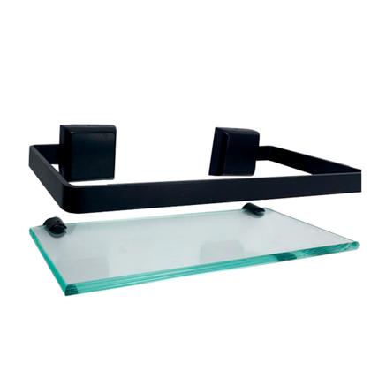 Imagem de Kit Para Banheiro Platinum Luxo Preto Vidro Incolor