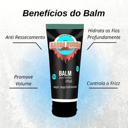 Imagem de Kit Para Barba Rubra Óleo + Shampoo + Balm E Pente Chaveiro