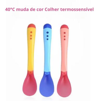 Imagem de Kit Para Bebê Colher Silicone Flexível Termossensível 2uni