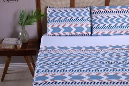 Imagem de Kit Para Cama Casal Padrão Com Lençol Elástico e Lençol de Cobrir Com 2 Fronhas Tecido 400 Fios