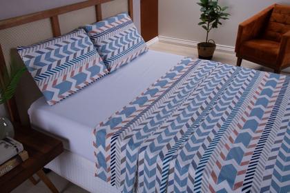 Imagem de Kit Para Cama Casal Padrão Com Lençol Elástico e Lençol de Cobrir Com 2 Fronhas Tecido 400 Fios