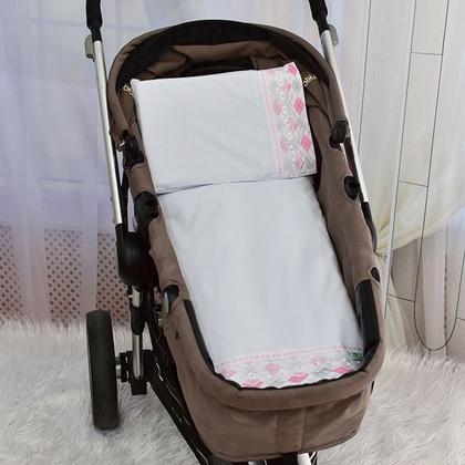 Imagem de Kit Para Carrinho De Bebê 4 Peças Malha De Fio Penteado Texnew