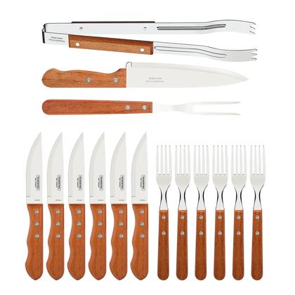 Imagem de Kit para Churrasco Tramontina Jumbo 15 peças Aço Inox com Madeira