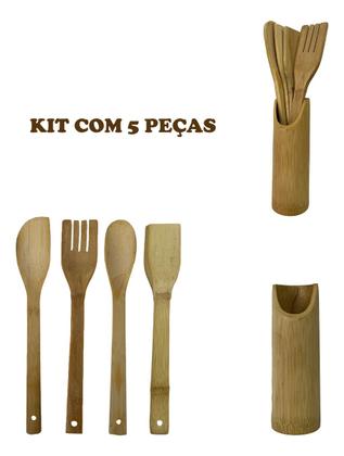 Imagem de Kit para Cozinha com Tábua Pilão e Conjunto Talheres De Pau