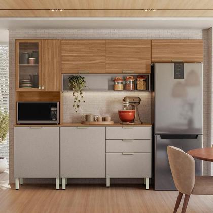 Imagem de Kit para Cozinha Compacta Alba com Balcão Amêndola Nude Prime TX - Demóbile