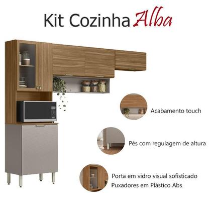 Imagem de Kit para Cozinha Compacta Alba com Balcão Amêndola Nude Prime TX - Demóbile