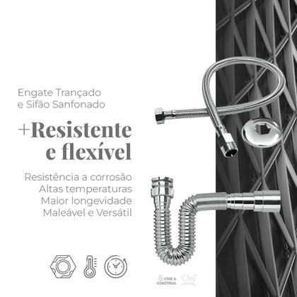 Kit para Cuba e Pia com Sifão Cromado, Engate Inox Flexivel e Veda Rosca - GW Comercial Imagem de Kit para Cuba e Pia com Sifão Cromado, Engate Inox Flexivel e Veda Rosca