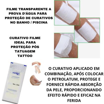 Imagem de Kit Para Feridas Machucados 1 Petrolatum 7,6x20,3cm C/3 + Curativo Filme 1 Metro