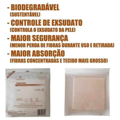 Imagem de Kit Para Feridas Machucados Curativos 02 Alginato Calcio + Filme Adesivo Protetor 10cm x 1mt