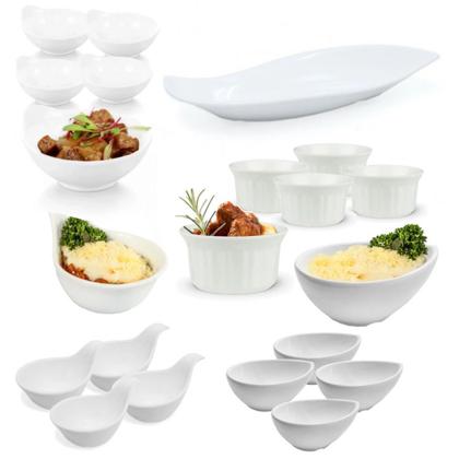 Imagem de Kit para Finger Food Mini Tigelas, Ramequim, Molheira + Travessa Folha 50 Cm  Bestfer 