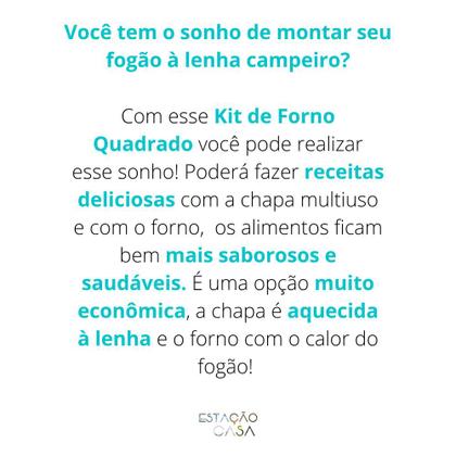 Imagem de Kit para fogão a lenha: Forno de ferro fundido grande e chapa multiuso de 3 furos