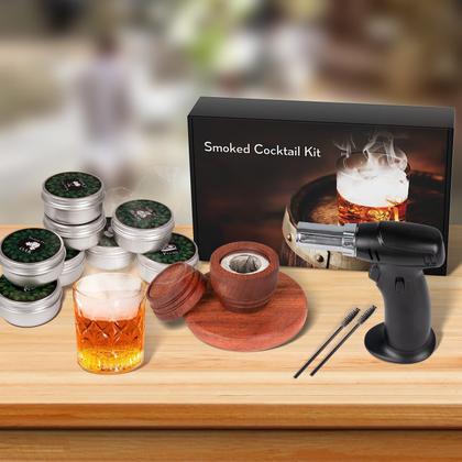 Imagem de Kit para fumantes de coquetel Yecuip Whisky com tocha e 8 lascas de madeira