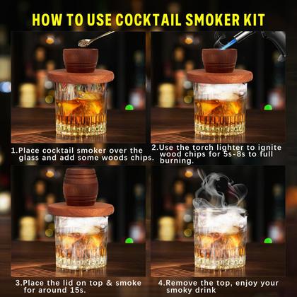 Imagem de Kit para fumantes de coquetel Yecuip Whisky com tocha e 8 lascas de madeira