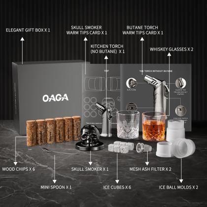 Imagem de Kit para Fumar Coquetéis OAGA com Tocha - 21 Conjuntos de 6 Sabores