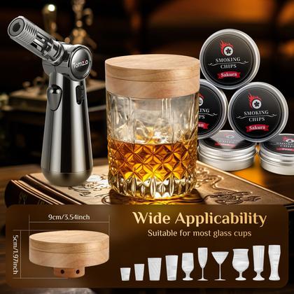 Imagem de Kit para Fumar Coquetéis Tomzio com Lanterna e 6 Sabores de Lascas de Madeira