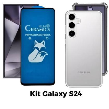 Imagem de Kit para Galaxy S24  Película Fosca Privacidade + Capa + Acessórios para Samsung Galaxy S24 Tela 6.2