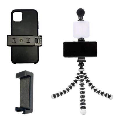 Imagem de Kit para Gravação com Microfone Direcional, Luz LED e Tripé Articulado - Tomate