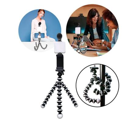 Imagem de Kit para Gravação com Microfone Direcional, Luz LED e Tripé Articulado - Tomate