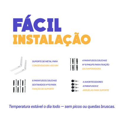 Imagem de Kit Para Instalação De Ar Condicionado 1/4 3/8 2 Metros Com Suporte 450mm PP 4 Vias 1.5