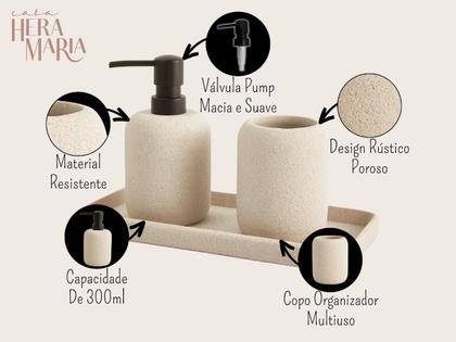 Imagem de Kit Para Lavabo Banheiro Dispenser Porta Sabonete Bandeja Organizadora E Porta Escovas Para Pia Luxo