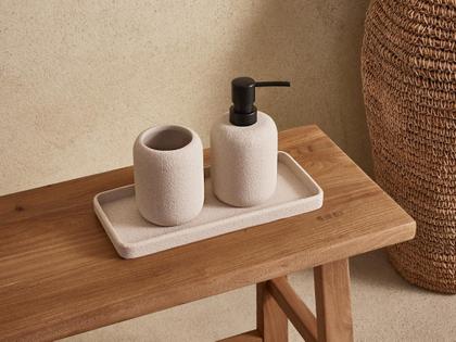 Imagem de Kit Para Lavabo Banheiro Dispenser Porta Sabonete Bandeja Organizadora E Porta Escovas Para Pia Luxo