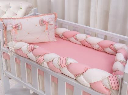 Imagem de Kit para mini-berço trança essence com 8 peças salmão para menina