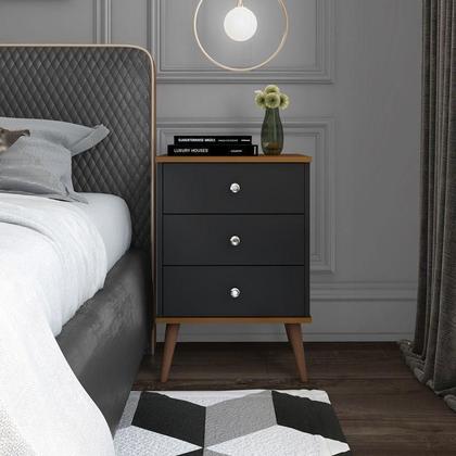 Imagem de Kit para o quarto cabeceira madri 1,60 e 2 mesas de cabeceira mix preto envia somente 01 kit