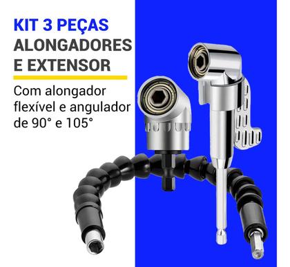 Imagem de Kit Para Parafusadeira Adaptador Angular Curto Longo + Cabo