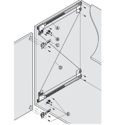 Imagem de Kit Para Porta Escamoteavel 600mm Elx Embutido IF/VF 408.25.360 Preto Hafele 600x486mm